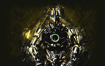 Cyrax, Mortal Kombat Mobile, Cyrax MK Mobile, Mortal Kombat, yellow stone background, Mortal Kombat Mobile characters, grunge art, Cyrax Mortal Kombat HD wallpaper