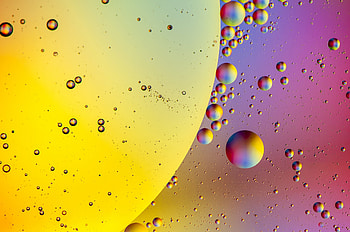 Abstract, water, yellow, purple, bubble, oil HD wallpaper