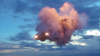 Car In Clouds, manipulation, artist, artwork, digital-art, behance HD wallpaper