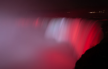 Niagara Falls Waterfall Red Backlight , niagara-falls, nature, waterfall, canada HD wallpaper