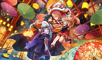 Genshin Impact : Xiao and Aether Festival Night, Xiao (Genshin Impact), Aether (Genshin Impact), video game, Genshin Impact HD wallpaper