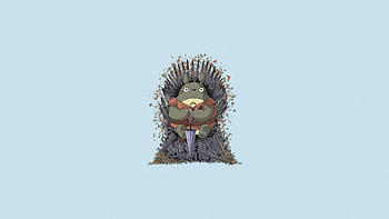 My Neighbor Totoro X Game Of Thrones, my-neighbor-totoro, anime, cartoons, game-of-thrones, minimalism, minimalist, artist, artwork, digital-art HD wallpaper