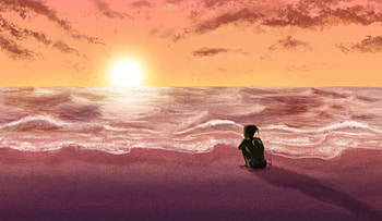 Another Wistful Beach, beach, sunset, artwork, art, digital-art, artist, deviantart HD wallpaper