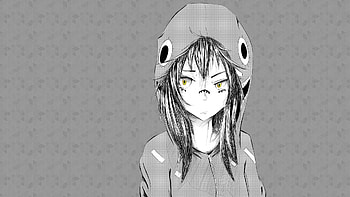 Anime, Drawing, , Girl, Bw, Chb, Cap HD wallpaper