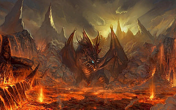 Welcome to hell, dragon, hell, fire, lava HD wallpaper