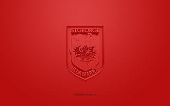 St George Illawarra Dragons, creative 3D logo, red background, National Rugby League, 3d emblem, NRL, Australian rugby league, New South Wales, Australia, 3d art, rugby, St George Illawarra Dragons 3d logo HD wallpaper