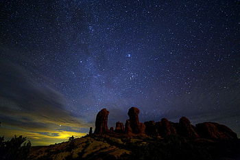 Nature, Stars, Night, Rocks, Starry Sky HD wallpaper