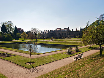Newstead Pond Gardens, summer, architecture, newstead, water, mansion, pond HD wallpaper