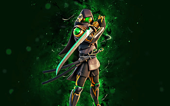 Emerald Helmet Cape Ronin, , green neon lights, Fortnite Battle Royale, Fortnite characters, Emerald Helmet Cape Ronin Skin, Fortnite, Emerald Helmet Cape Ronin Fortnite HD wallpaper