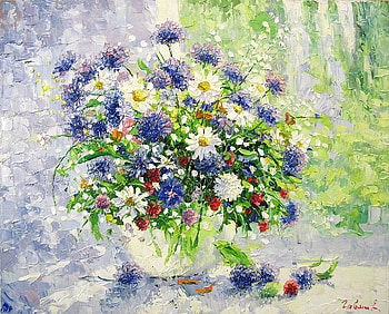 E.Gavlin. Bouquet with cornflowers. 