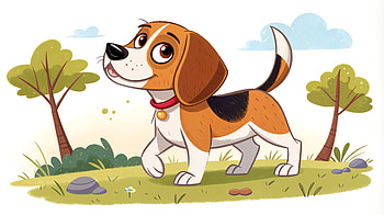 beagle, dog, cartoon, cute, Animal HD wallpaper