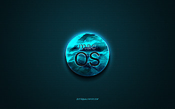 MacOS blue logo, creative blue art, MacOS emblem, dark blue background, MacOS, logo, brands, MacOS logo HD wallpaper