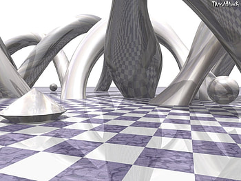 Infinitism, chrome, checkers HD wallpaper