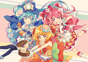 Nagomi Yui, Hanamichi Ran, Fuwa Kokone, Anime, Delicious Party Precure HD wallpaper