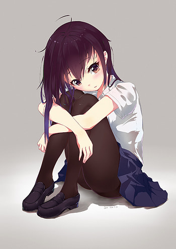 Anime girl, art, school uniform HD phone wallpaper