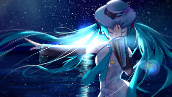 Hatsune Miku, Anime, Vocaloid, Blue Hair, Bow (Clothing), Hat, Long Hair, Skirt, Tie, Twintails HD wallpaper