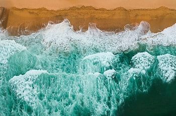 Nature, Water, Waves, Beach, Sand, View From Above HD wallpaper