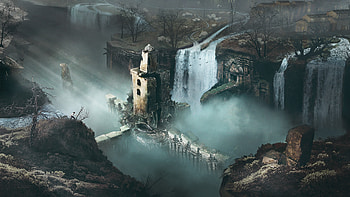 Sherlock Holmes: The Awakened - The Crossroads, waterfall, ruin, video game, Sherlock Holmes: The Awakened HD wallpaper