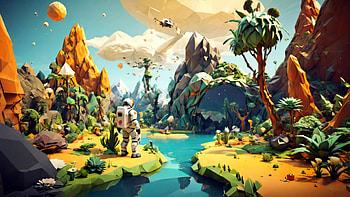 Alien Planet, alien, planet, polygon, astronaut, lake HD wallpaper