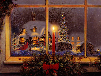 Angels Light The Window, two, window, christmas, lights, angels HD wallpaper