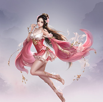 Fantasy Girl, Asian, Artwork, Girl, Pink HD wallpaper