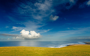 Nature, Sky, Coast, Ocean, Land, Polyana, Glade, Cloud, Meadow HD wallpaper