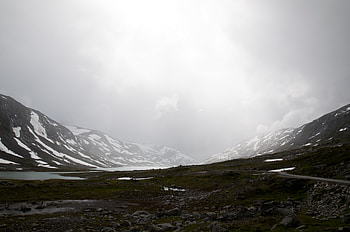 Nature, Mountains, Snow, Lake, Fog, Valley HD wallpaper