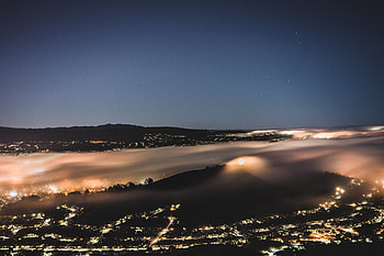 Cities, View From Above, Horizon, Fog, Night City, Shroud HD wallpaper