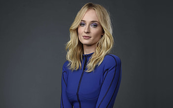 Sophie Turner, blue dress, 2019 HD wallpaper