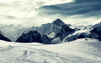 Mountains, winter, white, snow, clouds, sky, beautiful, nature HD wallpaper