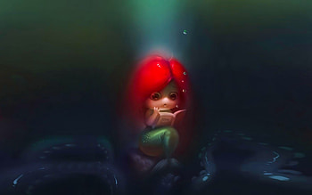 Little Mermaid, mermaid, cute, girl, little, summer, book, fantasy, green, redhead, water, vara, siren HD wallpaper