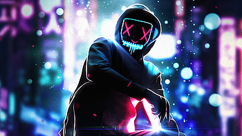 Nofear Boy , neon, mask, hoodie, artist, artwork, digital-art HD wallpaper