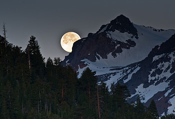 Moon pass, at night, landscapes, snowy, trees, mountains, forest HD wallpaper