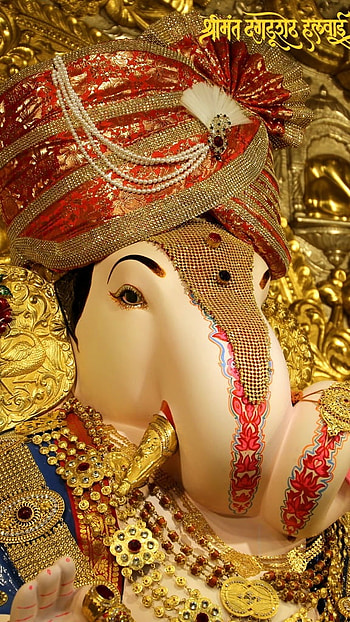 Dagdusheth Ganpati, Beautiful, Jewellery, Shree Ganesh HD phone wallpaper