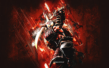 Juggernaut, Dota 2, red stone background, Juggernaut Dota, grunge art, Dota 2 characters, Juggernaut character HD wallpaper