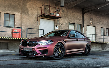 BMW M5, Manhart, front view, burgundy matte M5, M5 tuning, M5 F90, German cars, BMW HD wallpaper