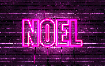 Happy Birtay Noel, , pink neon lights, Noel name, creative, Noel Happy Birtay, Noel Birtay, popular french female names, with Noel name, Noel HD wallpaper