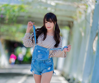 Elegant Asian Woman in Stylish Denim -, woman, asian HD wallpaper