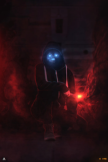 Dark, Glow, Hood, Skull, Demon HD phone wallpaper
