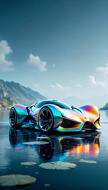 Vibrant Racing Dreams: A Stunning , car, rainbow, landscape, luxury, water HD phone wallpaper