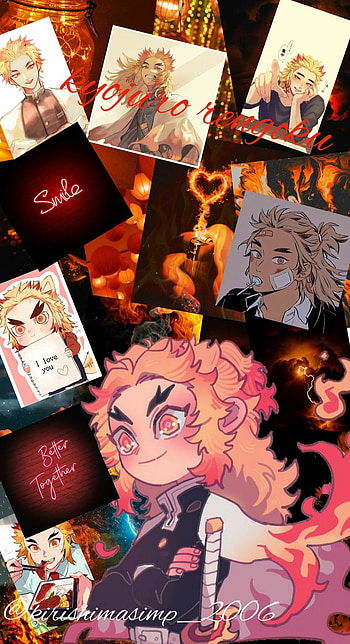 Kyojuro rengoku, orange, red, cute, anime HD phone wallpaper