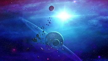 Broken Moon, landscape, sci-fi, 3D, CGI HD wallpaper