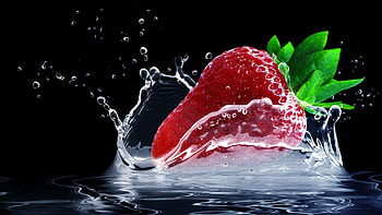 Strawberry Splash, fruit, strawberry, food, splash HD wallpaper