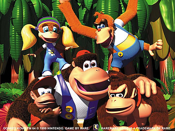 Donkey Kong Family, donkey kong 64, videogame, rareware, diddy kong, donkey kong, n64 HD wallpaper