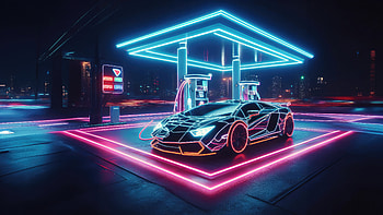Lambo Neon World, lamborghini, neon, cars, ai, artist, artwork, digital-art HD wallpaper