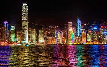 Hong Kong Skyline, Enchanting night scene, Captivating landscapes, Urban graphy HD wallpaper