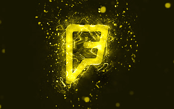 Foursquare yellow logo, , yellow neon lights, creative, yellow abstract background, Foursquare logo, social network, Foursquare HD wallpaper