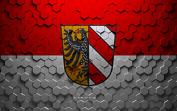 Flag of Nuremberg, honeycomb art, Nuremberg hexagons flag, Nuremberg, 3d hexagons art, Nuremberg flag HD wallpaper