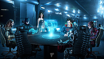 Justice League Roundtable, aquaman, batman, superman, cyborg, flash, wonder-woman, justice-league, 2017-movies, movies, art, artwork, deviantart HD wallpaper