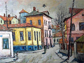 David Croitor. Bucurestiul vechi, painting, art, street, david croitor, village HD wallpaper